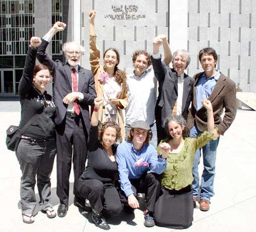 Some of the Pepper Spray Eight plaintiffs and attorneys at their April 29, 2005 press conference